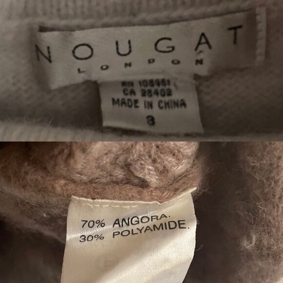 NOUGAT London Ombré Angora Cowl Neck Bell Sleeve Embroidered Sweater Tan M - Picture 11 of 11